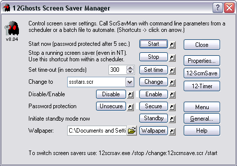 12Ghosts ScrSavMan 9.70 software screenshot