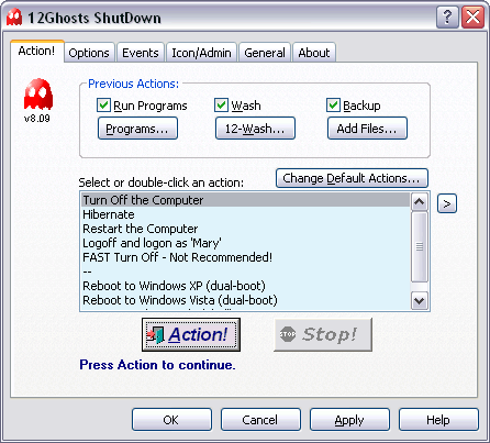 12Ghosts ShutDown 9.70 software screenshot