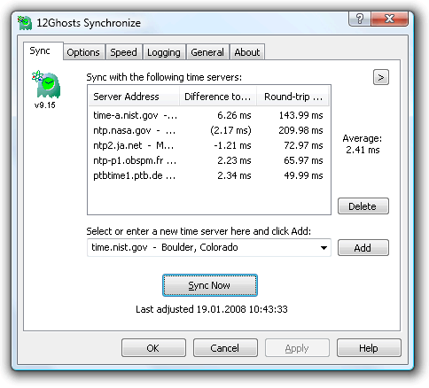 12Ghosts Synchronize 9.70 software screenshot
