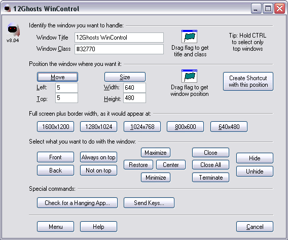 12Ghosts WinControl 9.70 software screenshot