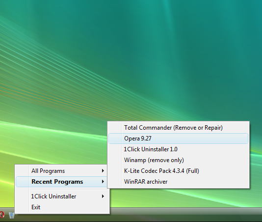 1Click Uninstaller  2.0 software screenshot