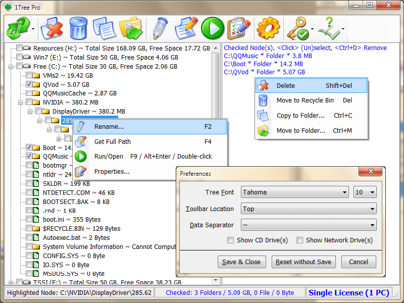 1Tree Pro 2.1.017 software screenshot