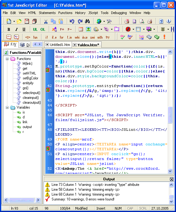 1st JavaScript Editor Lite 2.0 2.0 software screenshot