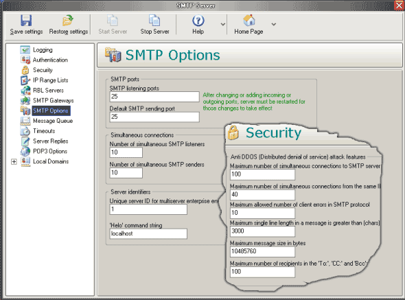 1st Mail Server 5.25 software screenshot