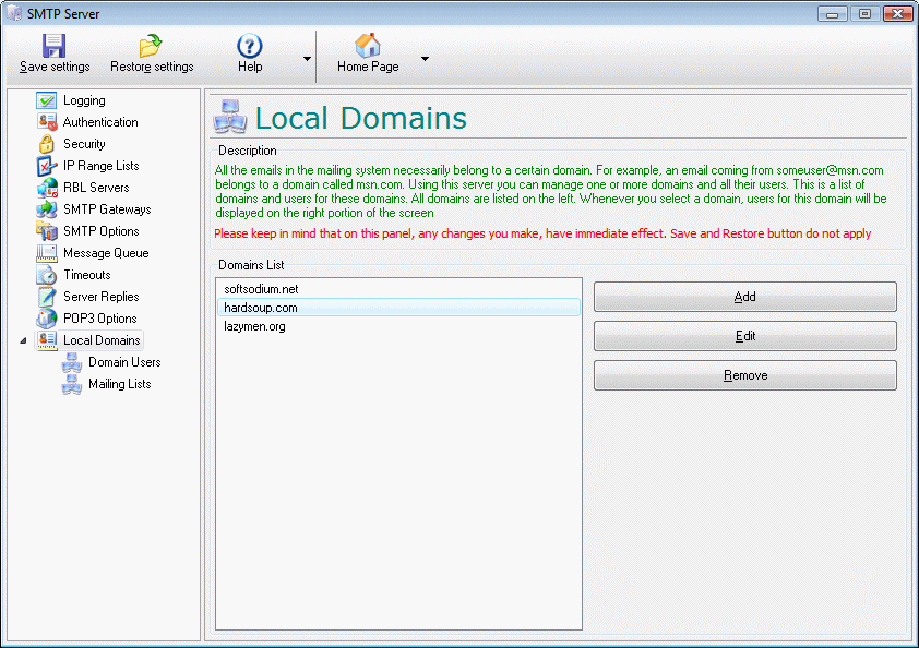 1st SMTP Server 5.20 software screenshot