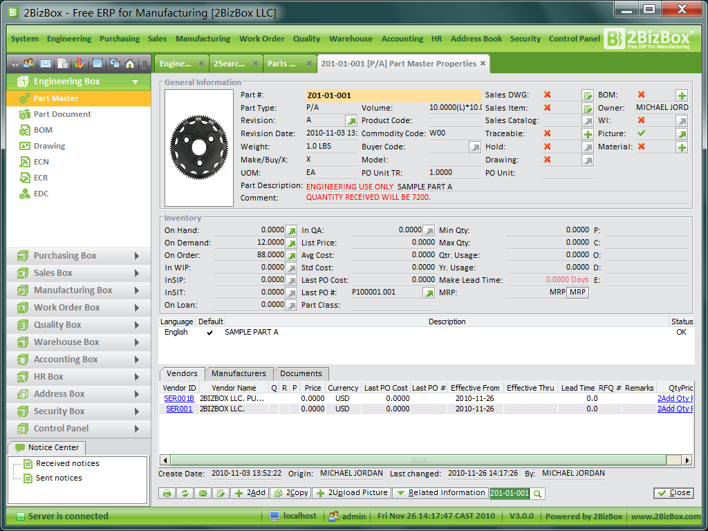 2BizBox ERP 4.2.0 software screenshot