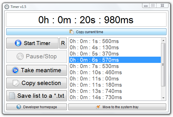 Timer Free 1.6 software screenshot