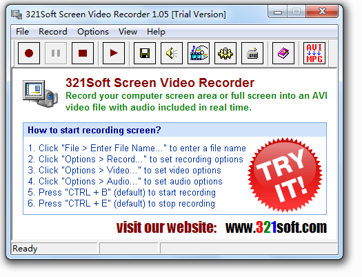 321Soft Screen Video Recorder 1.05.4 software screenshot