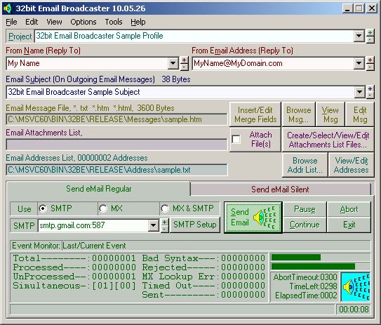 32bit Email Broadcaster 16.11.01 software screenshot