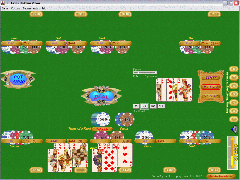 3C Texas Holdem Poker 7.1 software screenshot
