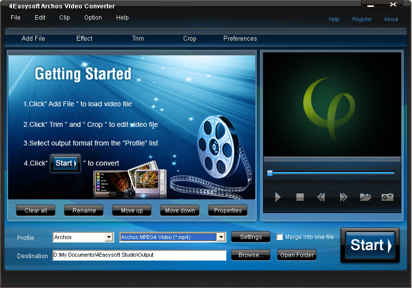 4Easysoft Archos Video Converter 4.0.26 software screenshot
