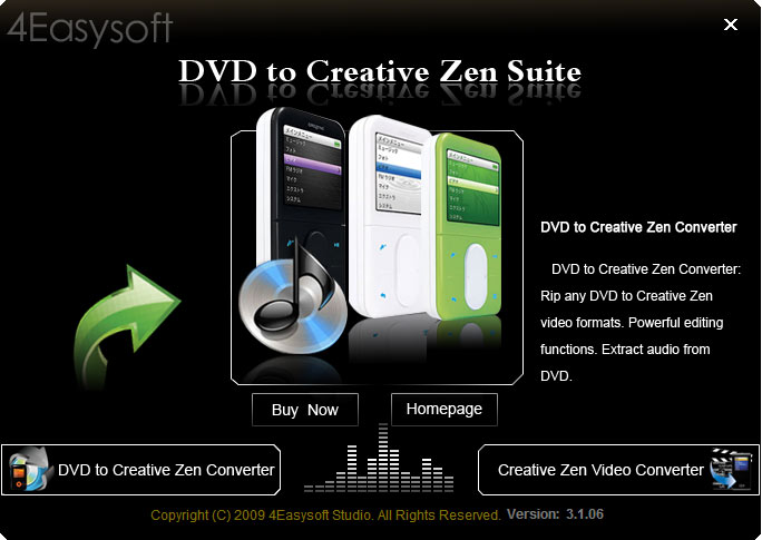 4Easysoft DVD to Creative Zen Suite 3.1.10 software screenshot
