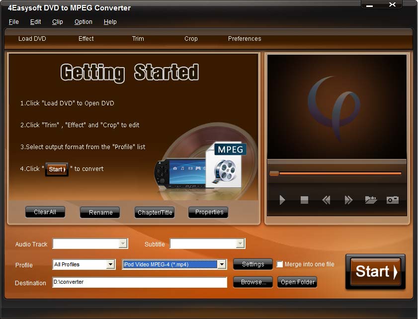 4Easysoft DVD to MPEG Converter 3.1.10 software screenshot