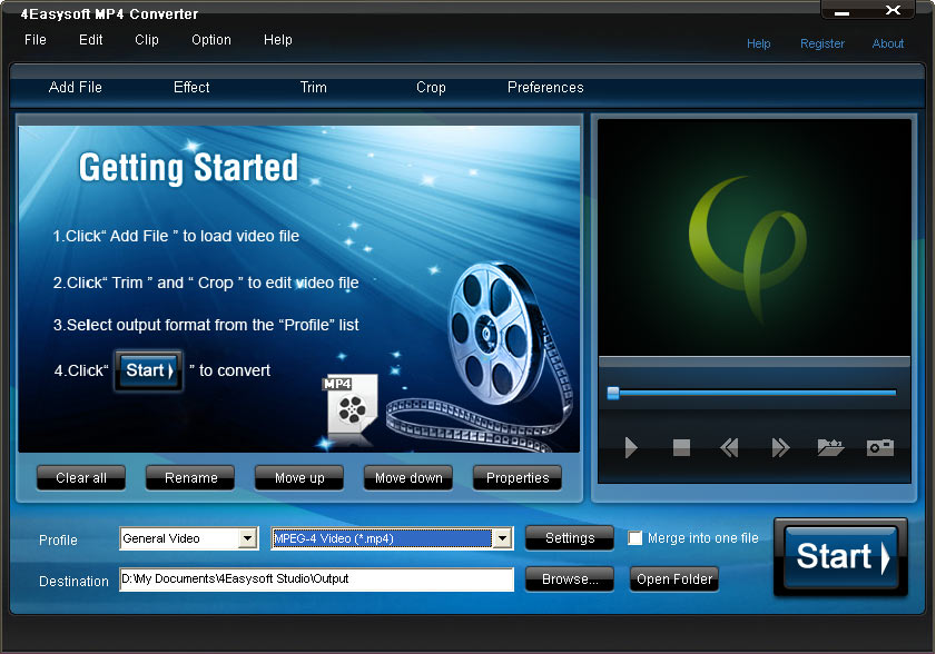 4Easysoft MP4 Converter 4.1.08 software screenshot
