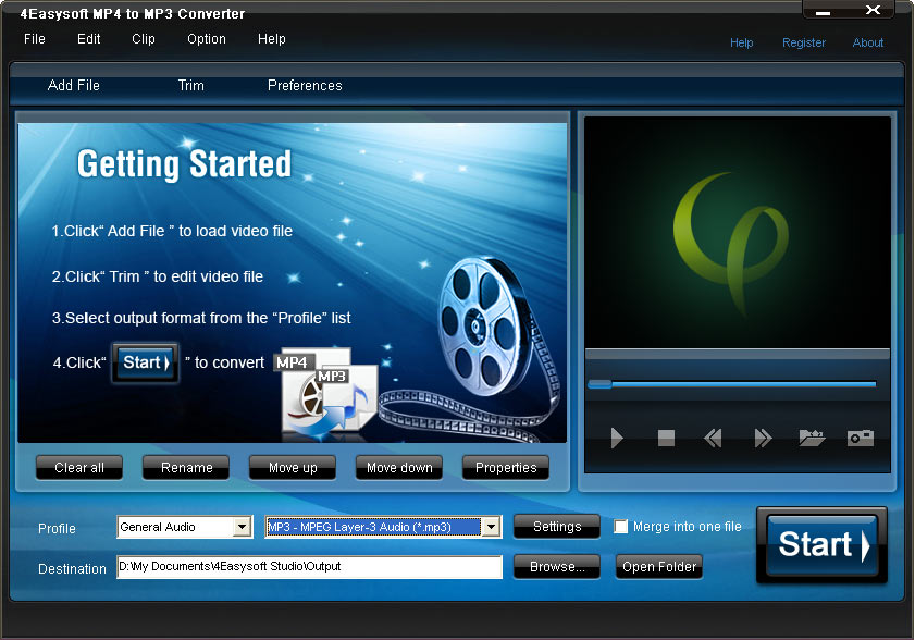 4Easysoft MP4 to MP3 Converter 3.2.22 software screenshot