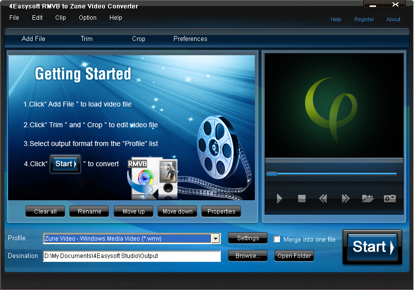 4Easysoft RMVB to Zune Video Converter 3.1.14 software screenshot