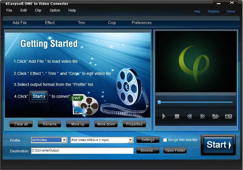 4Easysoft SWF to Video Converter 3.1.22 software screenshot