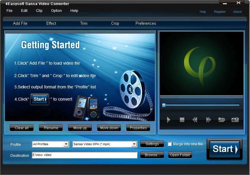 4Easysoft Sansa Video Converter 3.3.28 software screenshot