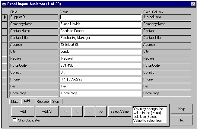 4TOPS Excel Import for MS Access 2000 3.24 software screenshot