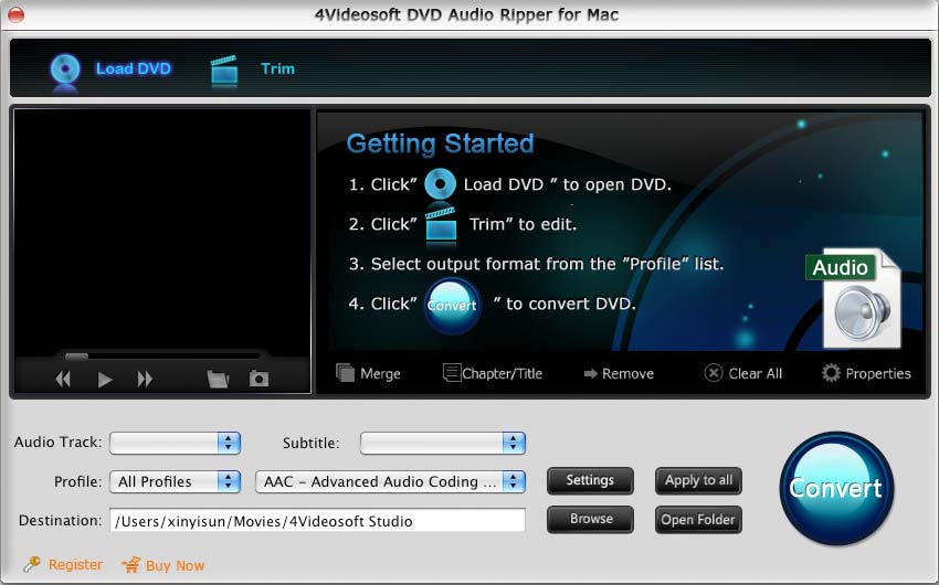4Videosoft DVD Audio Ripper for Mac 3.1.08 software screenshot