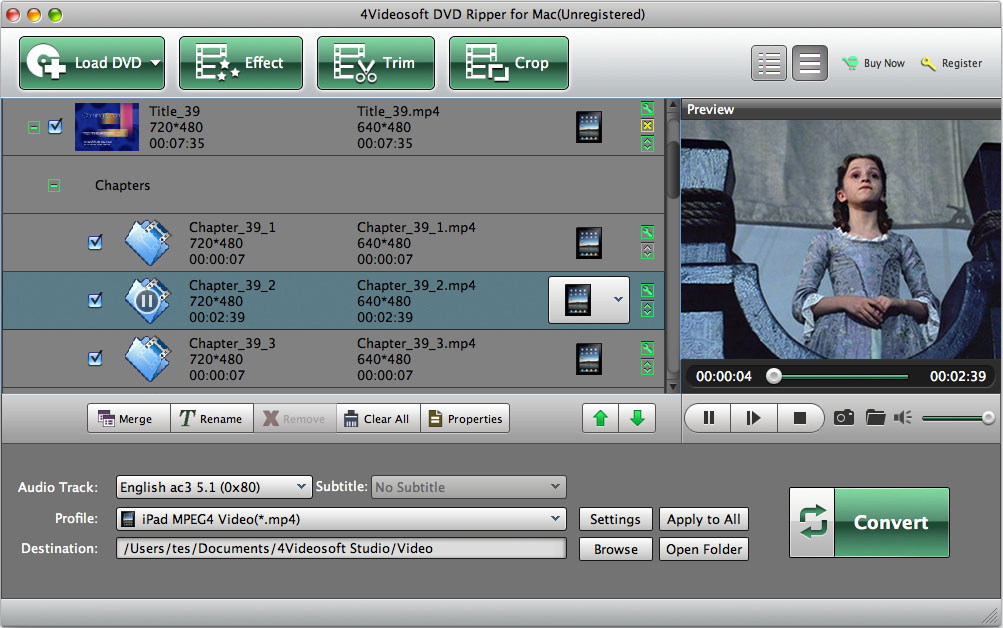 4Videosoft DVD Ripper for Mac 5.0.20 software screenshot