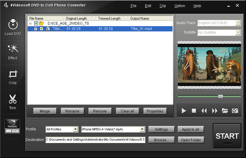 4Videosoft DVD to Cell Phone Converter 3.1.18 software screenshot