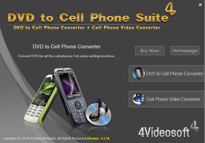 4Videosoft DVD to Cell Phone Suite 3.2.10 software screenshot