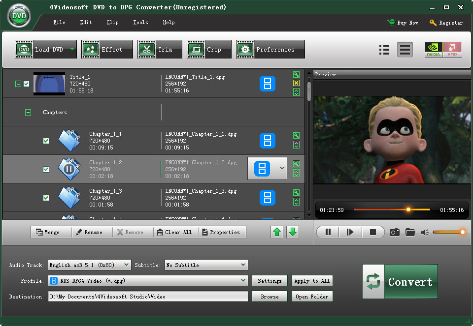 4Videosoft DVD to DPG Converter 5.0.8 software screenshot