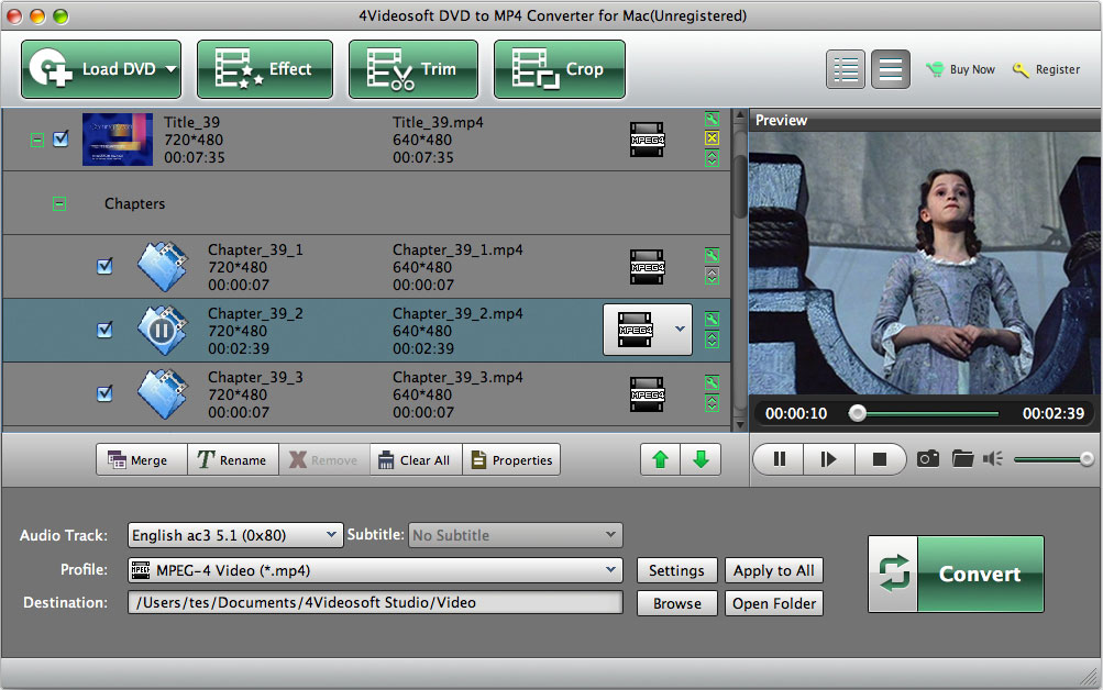 4Videosoft DVD to MP4 Converter for Mac 3.1.10 software screenshot