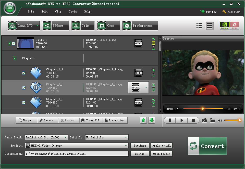 4Videosoft DVD to MPEG Converter 5.0.28 software screenshot
