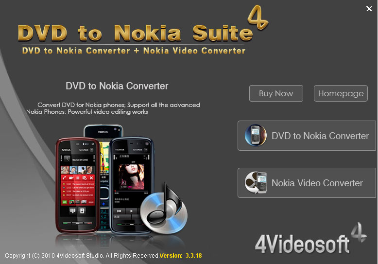 4Videosoft DVD to Nokia Suite 3.3.26 software screenshot