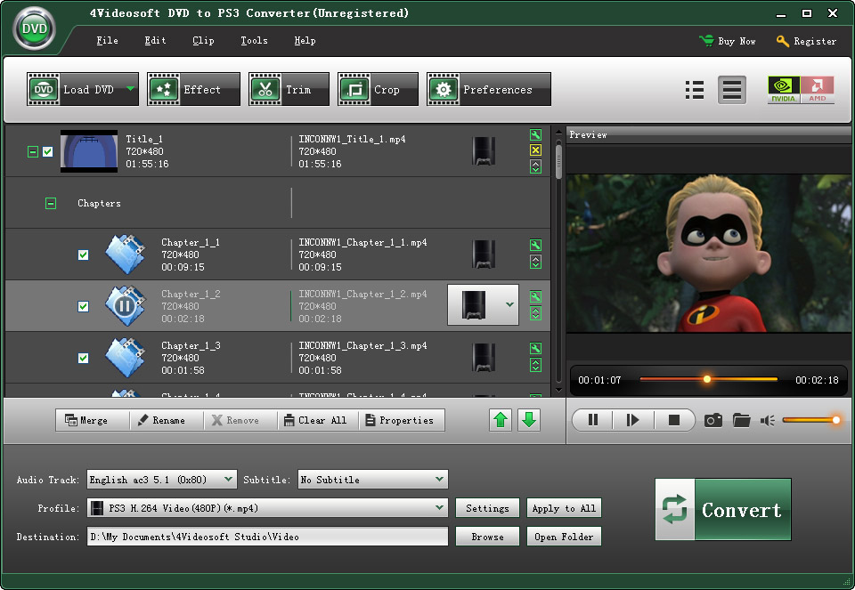 4Videosoft DVD to PS3 Converter 3.3.12 software screenshot