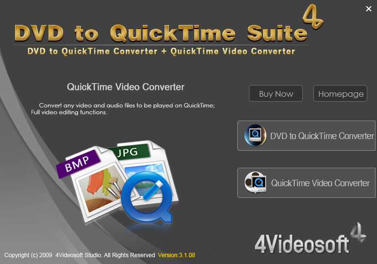 4Videosoft DVD to QuickTime Suite 3.3.22 software screenshot