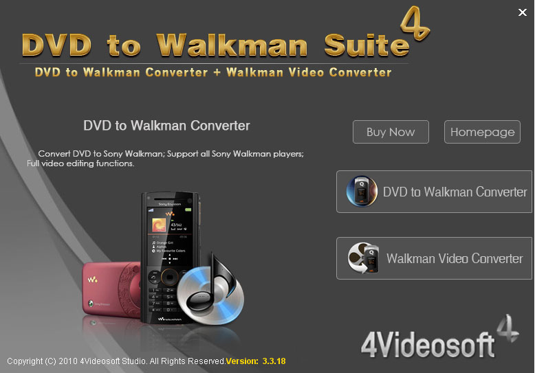 4Videosoft DVD to Walkman Suite 4.0.28 software screenshot