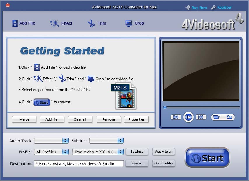 4Videosoft M2TS Converter for Mac 3.3.36 software screenshot