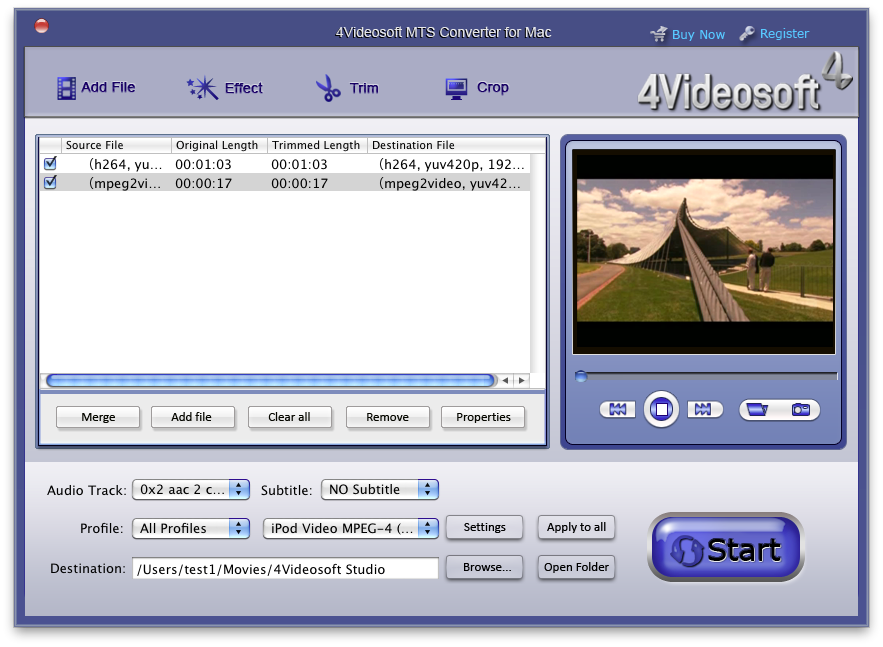 4Videosoft MTS Converter for Mac 4.0.06 software screenshot