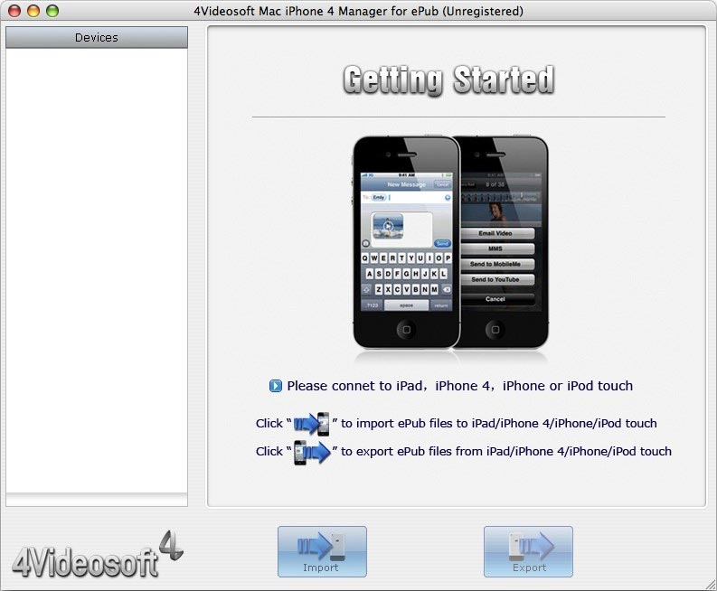 4Videosoft Mac iPhone 4 Manager for ePub 3.1.16 software screenshot