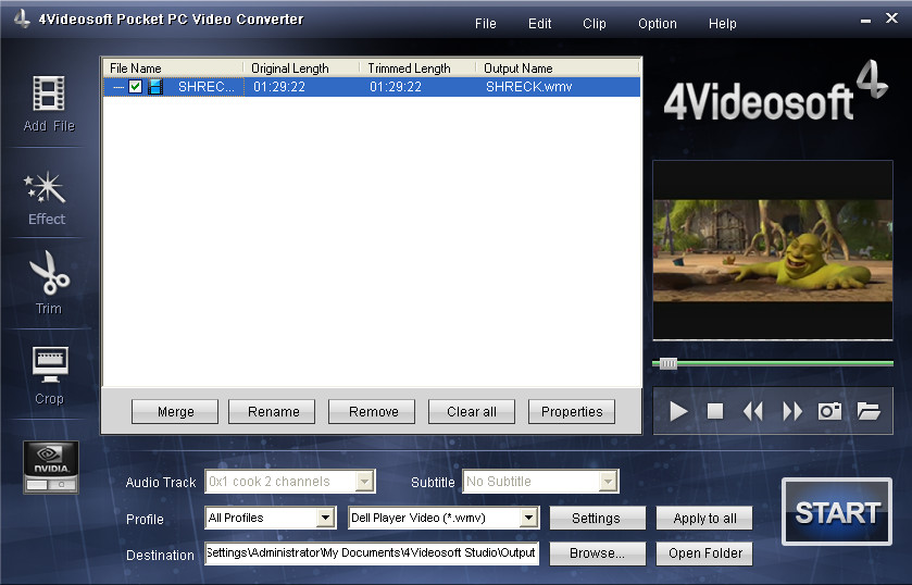 4Videosoft Pocket PC Video Converter 3.2.06 software screenshot