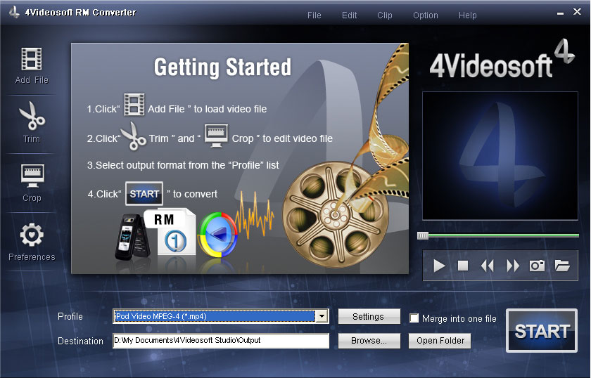 4Videosoft RM Converter 3.3.30 software screenshot