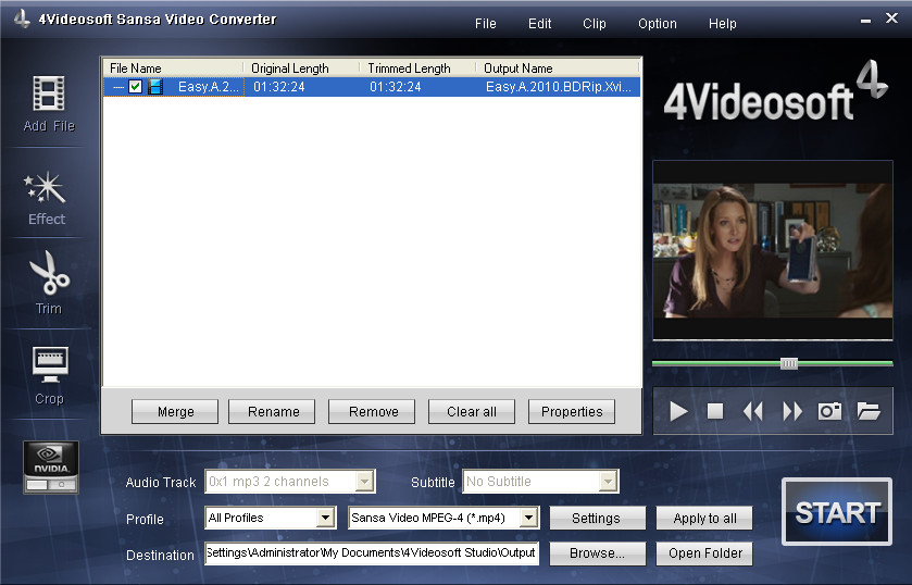 4Videosoft Sansa Video Converter 5.0.28 software screenshot