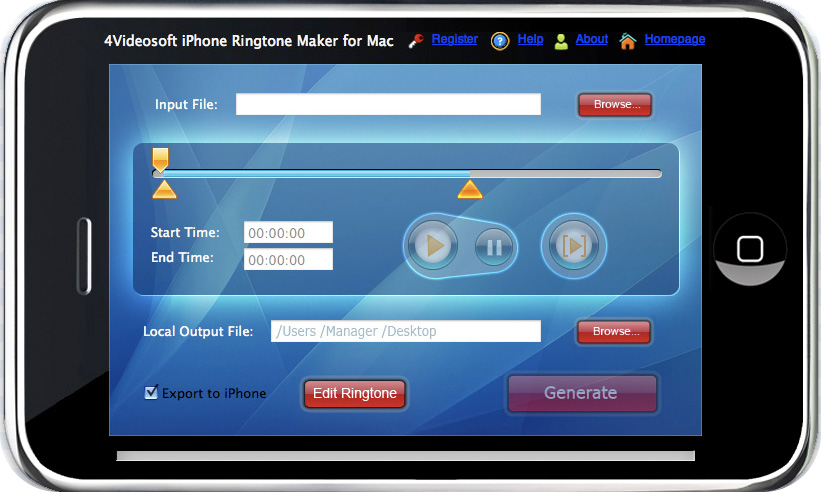 4Videosoft iPhone Ringtone Maker for Mac 3.2.26 software screenshot