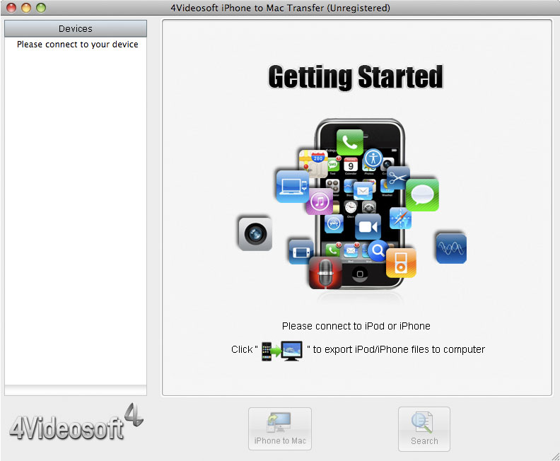 4Videosoft iPhone to Mac Transfer 3.3.08 software screenshot