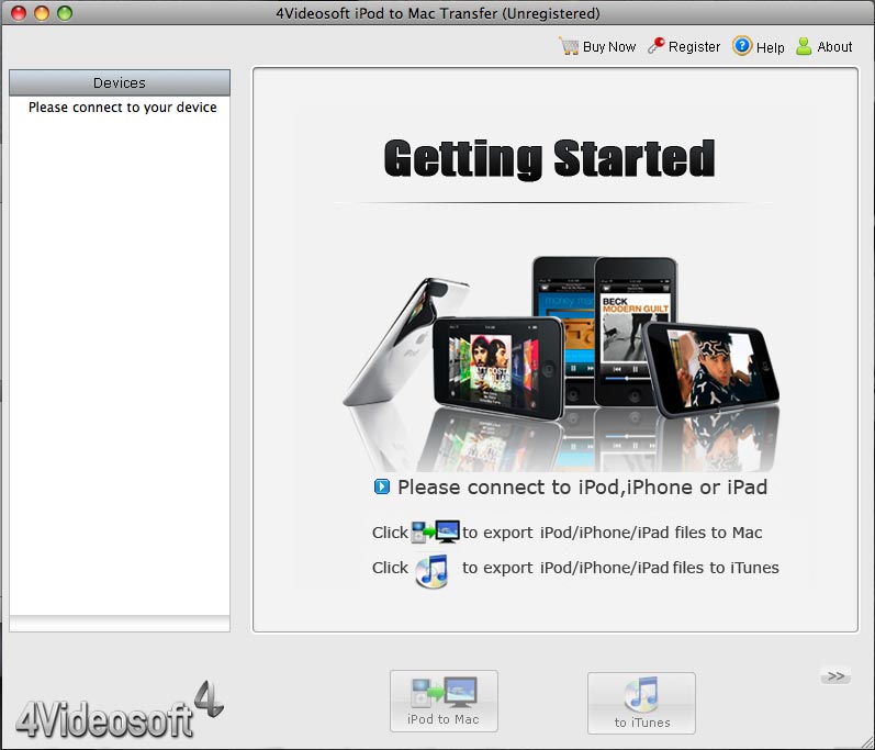 4Videosoft iPod to Mac Transfer 3.3.18 software screenshot