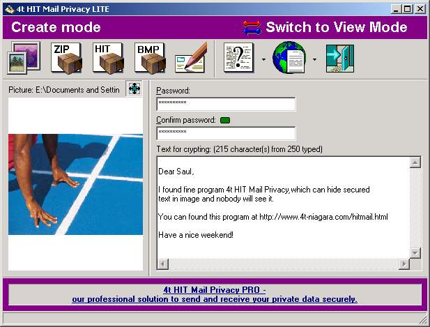 4t HIT Mail Privacy LITE 1.01 software screenshot