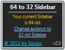 64 to 32 Sidebar 2.0 software screenshot