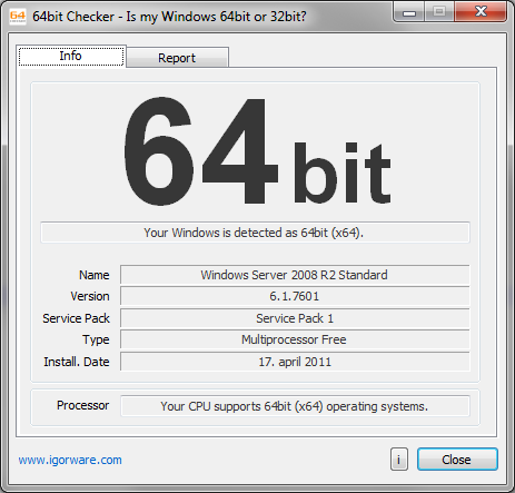 64bit Checker 1.5.0 software screenshot