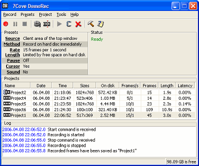 7Cove DemoRec 1.1.95 software screenshot