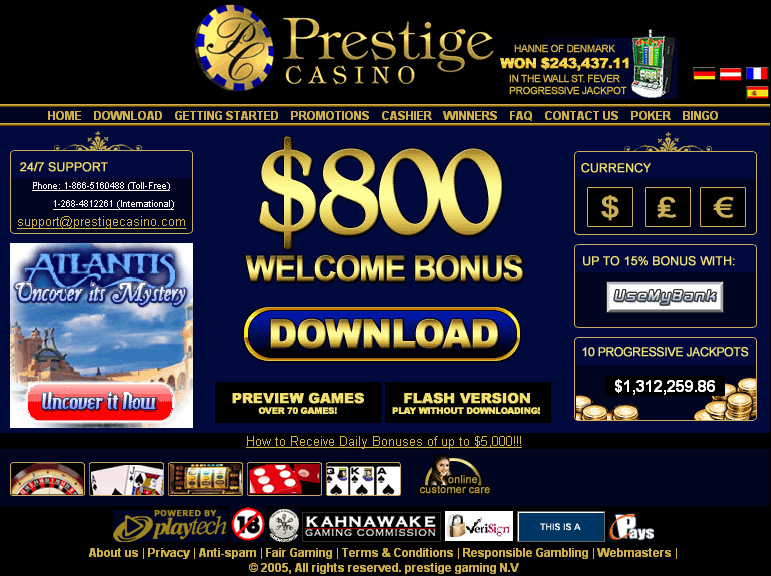 # 800$ PRESTIGE CASINO DELUXE 4.2 software screenshot