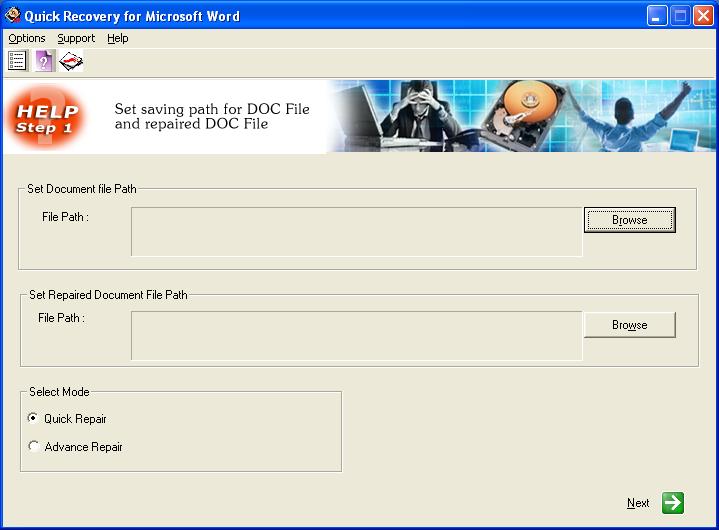 A Data Recovery Software- Q R for MS Word 11.09 software screenshot