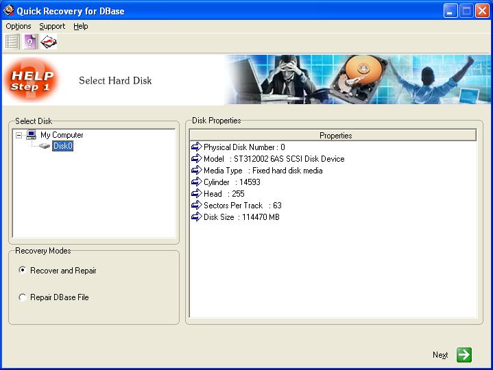 A Data Recovery Software-QR for Database 12.01 software screenshot